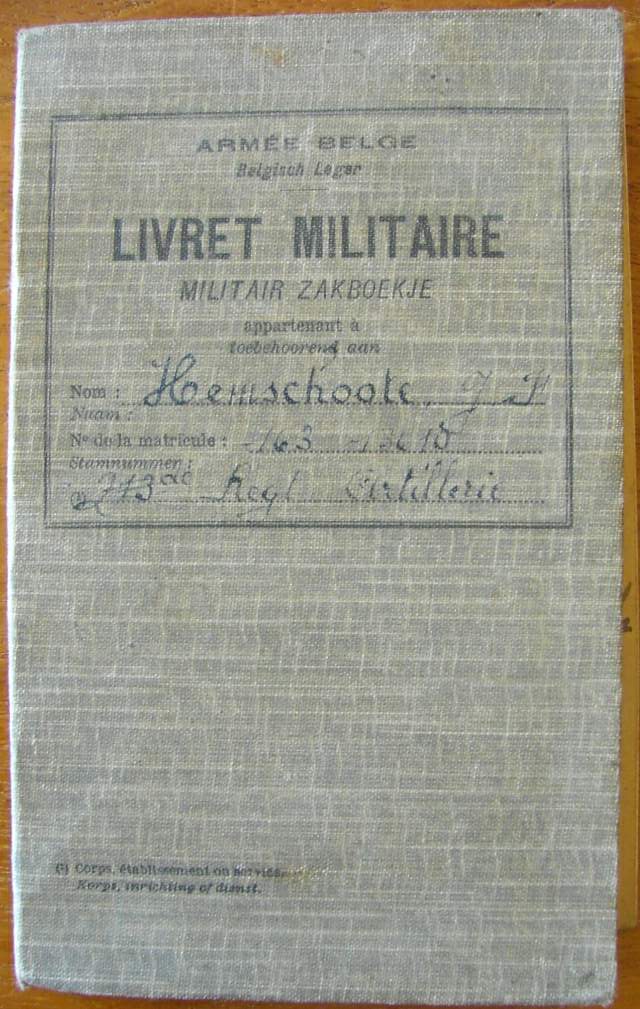 Photo Militair zakboekje - Livret militaire + Loonboekje - Carnet de Salaire - Hemschoote Joseph (Military pocket book)