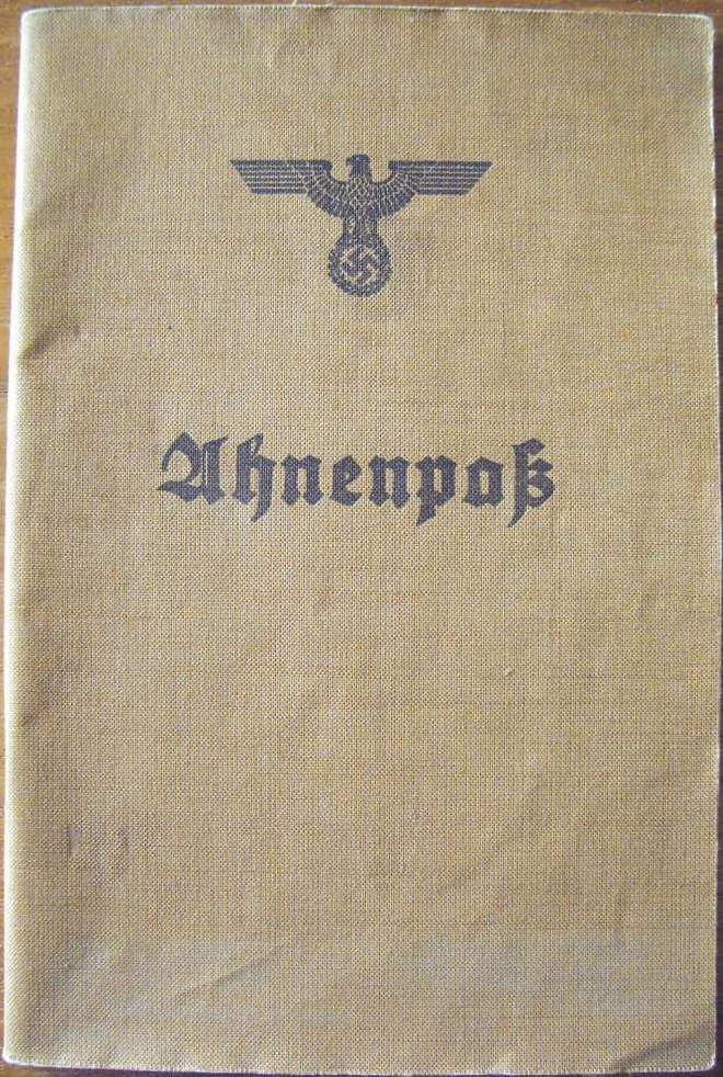 Photo Ahnenpass (brown) - eagle on swastika - Hildegard Dallwig