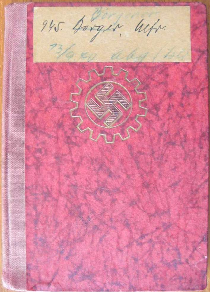 Photo DAF Mitgliedsbuch -Alfred Börgener