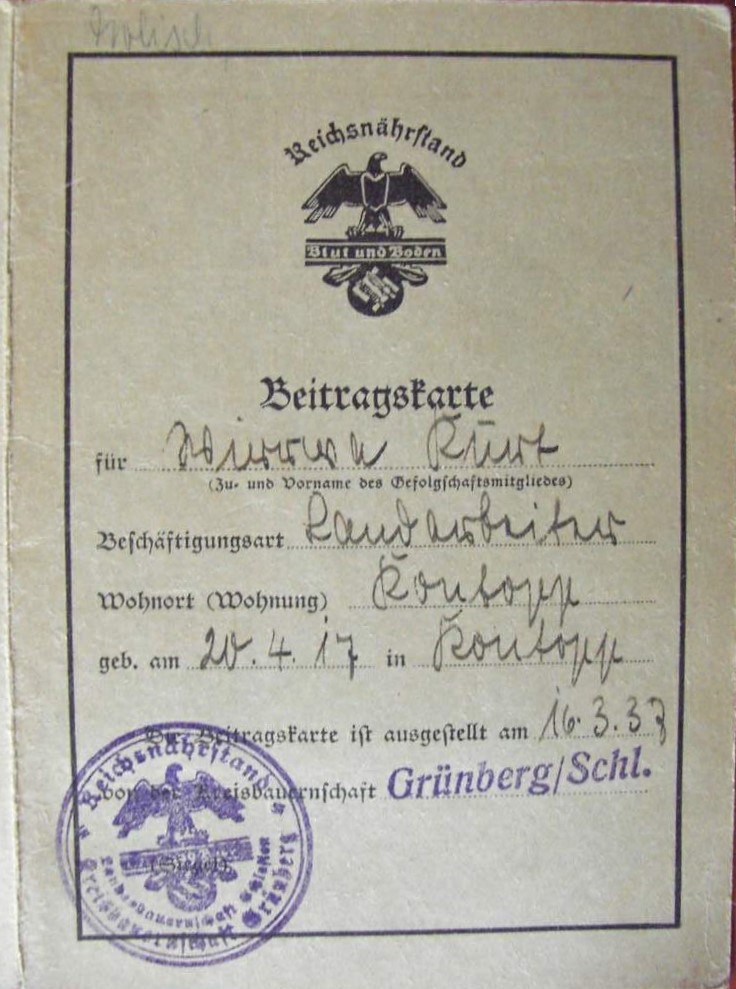 Photo Reichsnährstand Beitragskarte