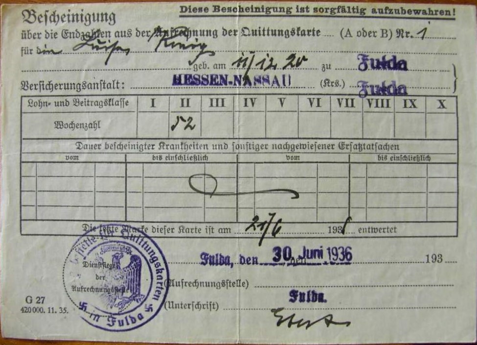 Photo Bescheinigung über das Endzahlen aus der Aufrechnung der Quittungskarte - 4 pieces