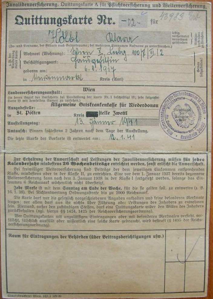 Photo Quittungskarte Nr. 02 - XXX Köblb