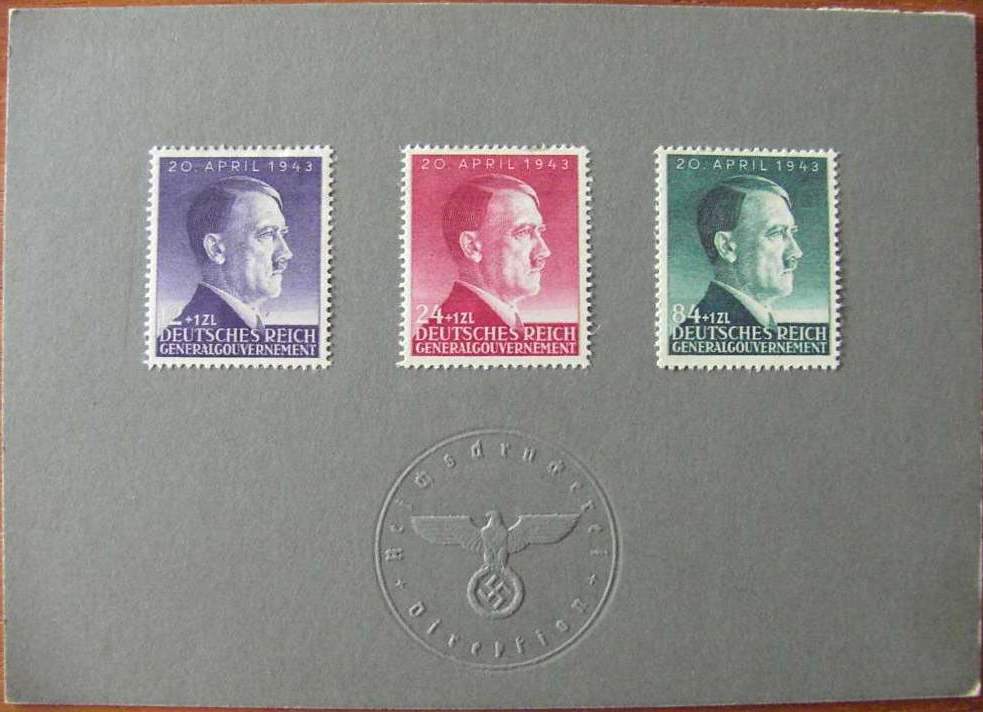 Photo Postal item - Direktion Reichsdrückerei - 20. April 1943 - Hitler's head stamps GGT