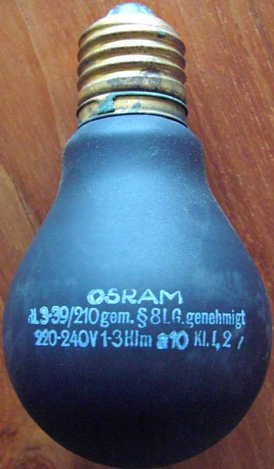 Photo OSRAM Luftschutz-Lampe + packing - Form A - leightbleu - RL 3-39-210