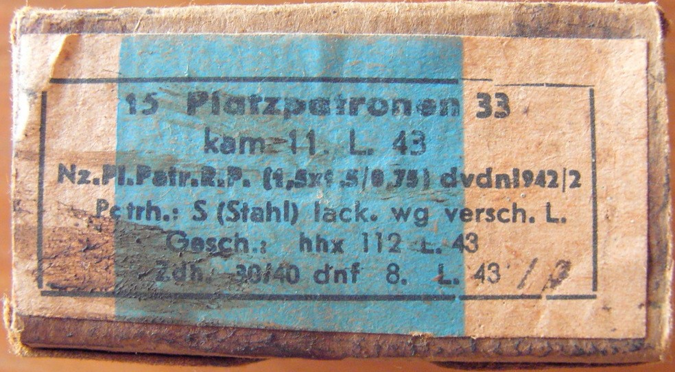 Photo Ammo box - 15 Platzpatronen 33 - kam 11.L.43 - EMPTY!