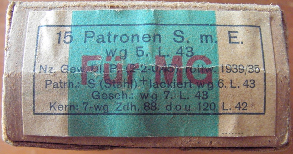 Photo Ammo box - 15 Patronen S.m.E. - wg 5.L.43 - Für MG - EMPTY!