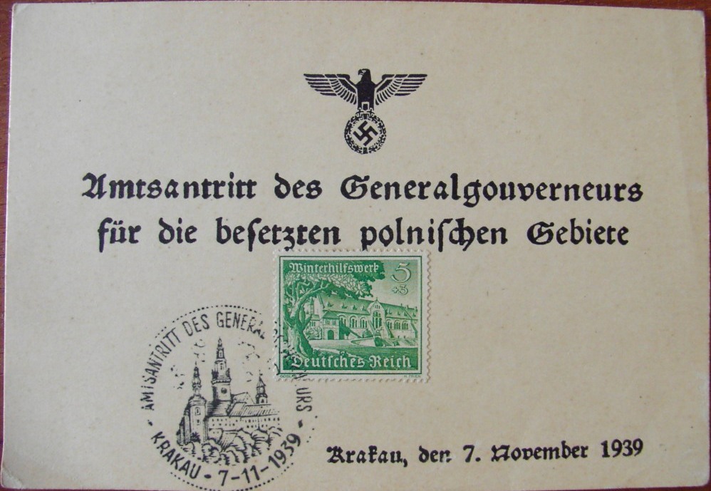 Photo Postcard :  Amtsantritt des Generalgouverneurs für die besetzten polnischen Gebiete - 7-11-1939