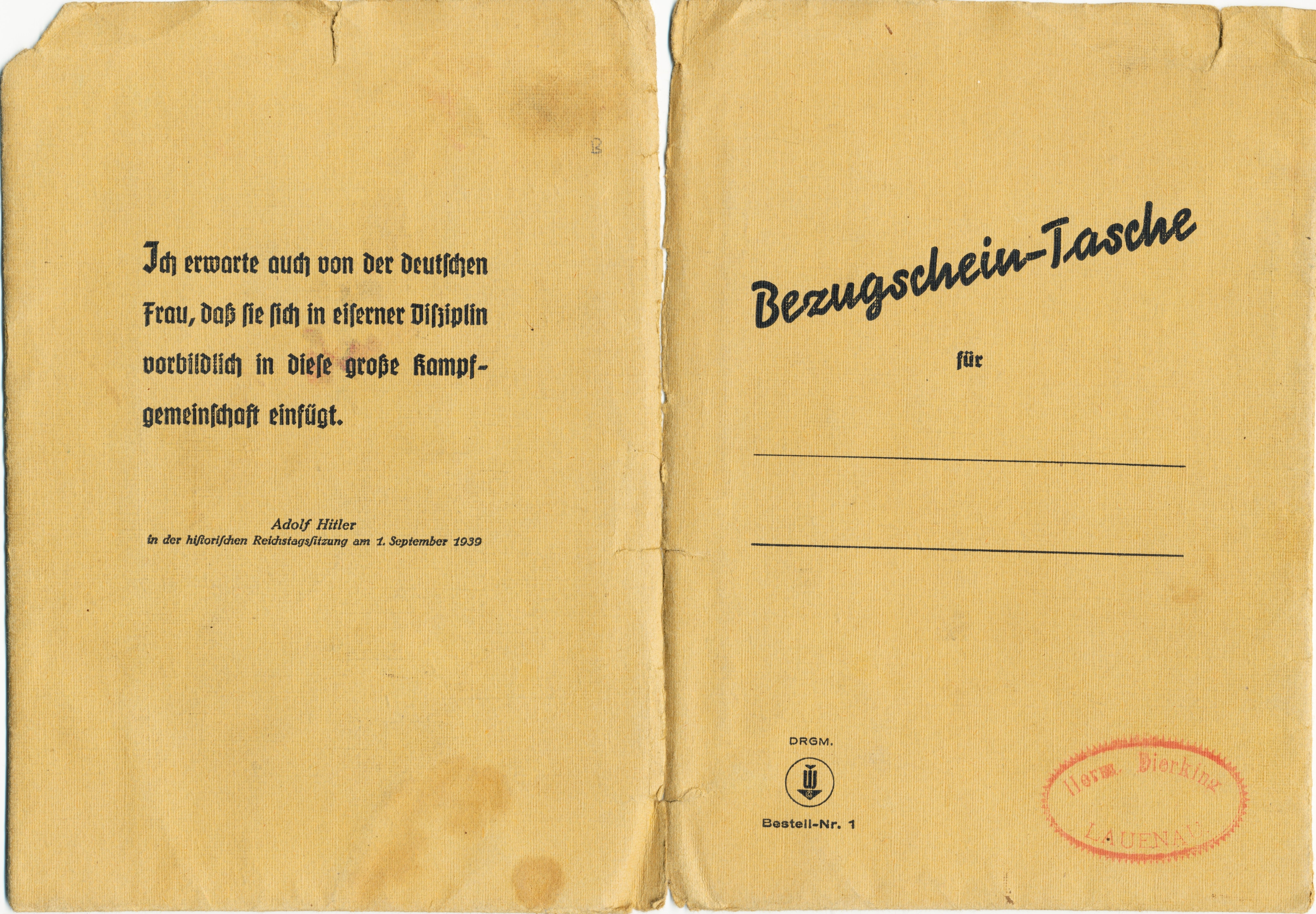 Photo Bezugschein-Tasche - Type 1