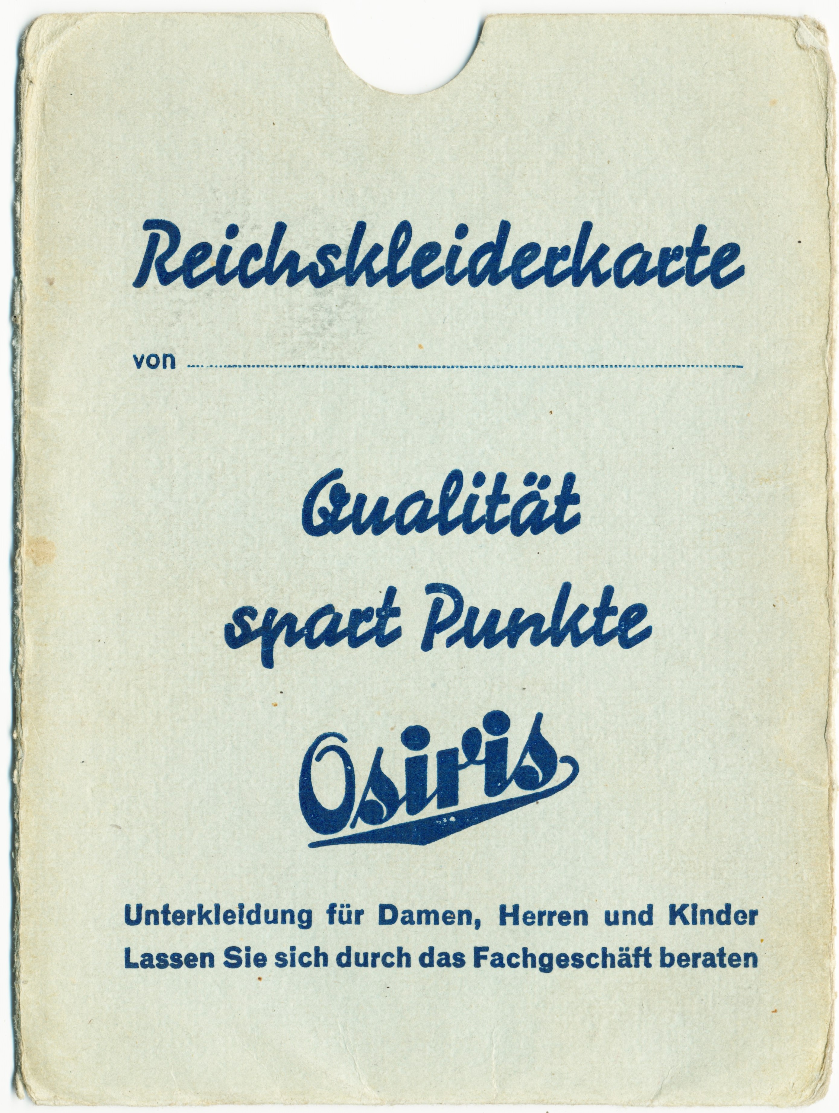 Photo Sleeve Reichskleiderkarte + calender 1940/41