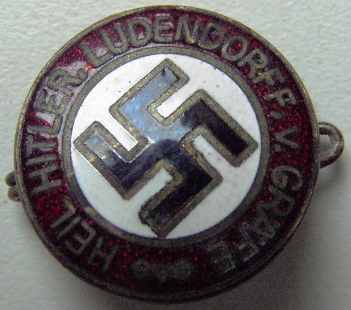Photo Party badge - Heil Hitler, Ludendorff, V. Gräfe - Ges.Gesch. - RZM M1/4x - Original?