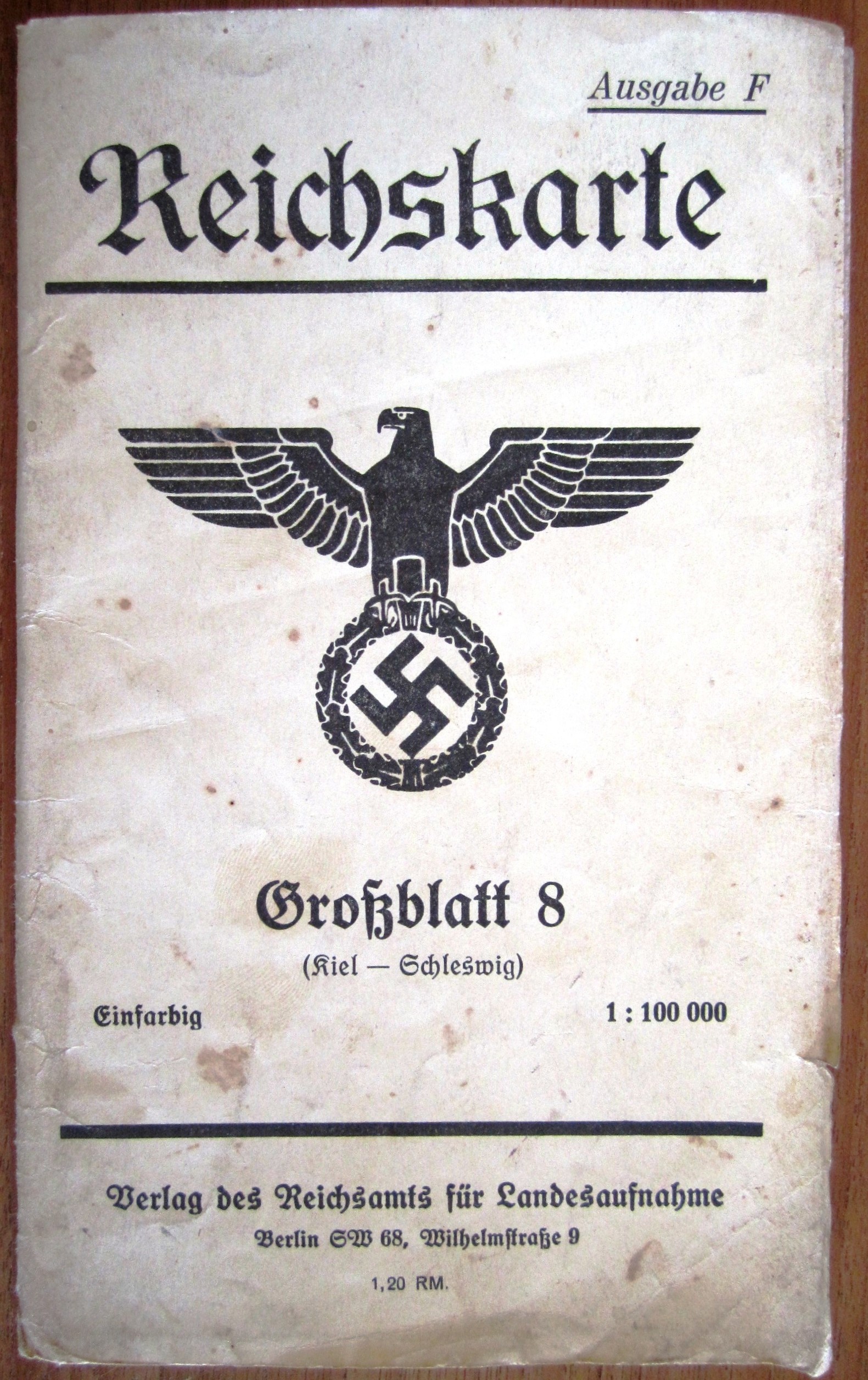 Photo Reichskarte - Ausgabe F - Grossblatt 8 (Kiel - Schleswig)