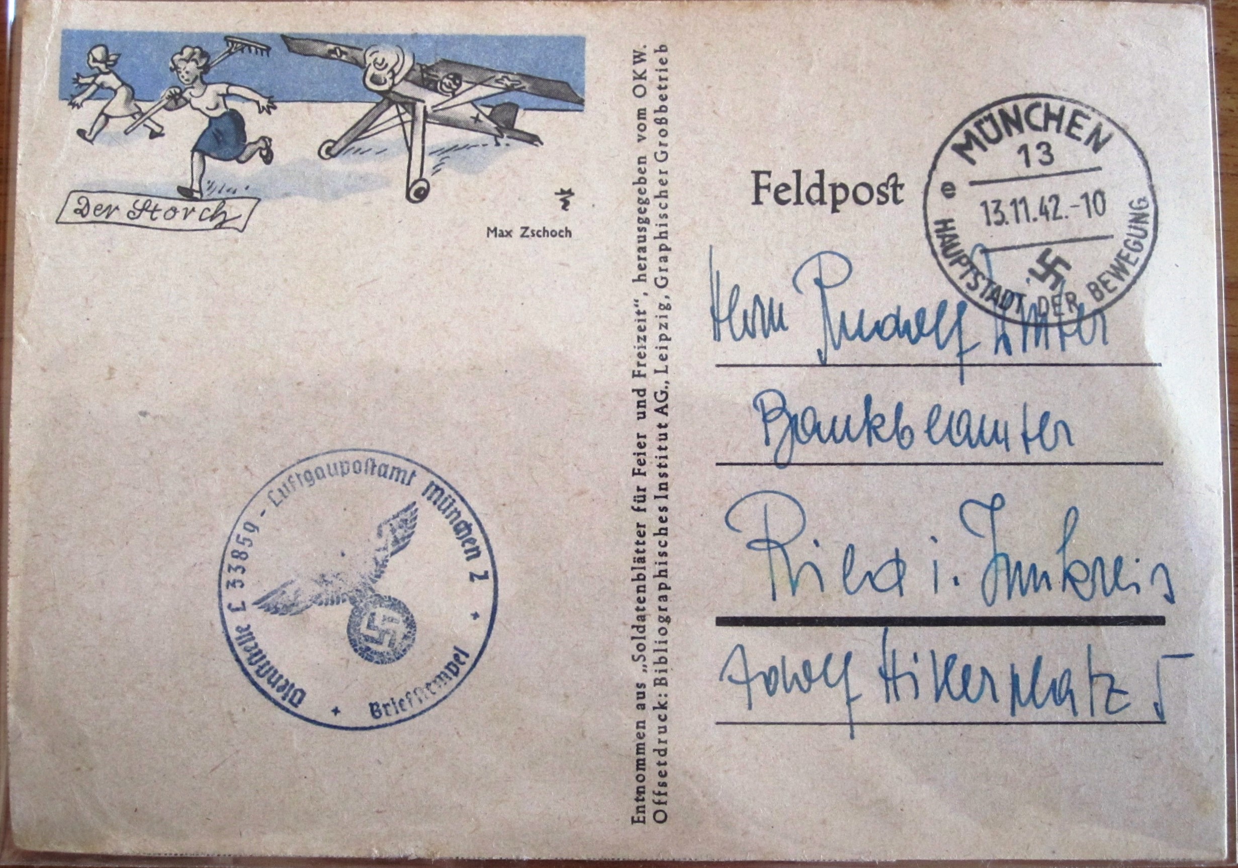 Photo Postcard : uit Soldatenblätter für Feier und Freizeit - Der Storch
