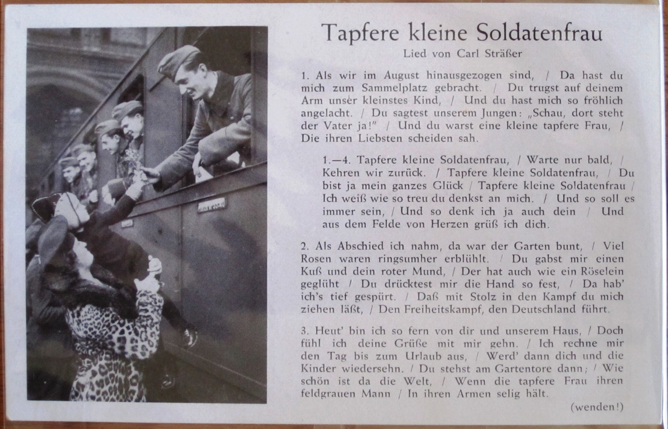Photo Postcard : Song : Tapfere kleine Soldatenfrau - Special-Verlag Robert Franke, Hamburg 36 - G/0592