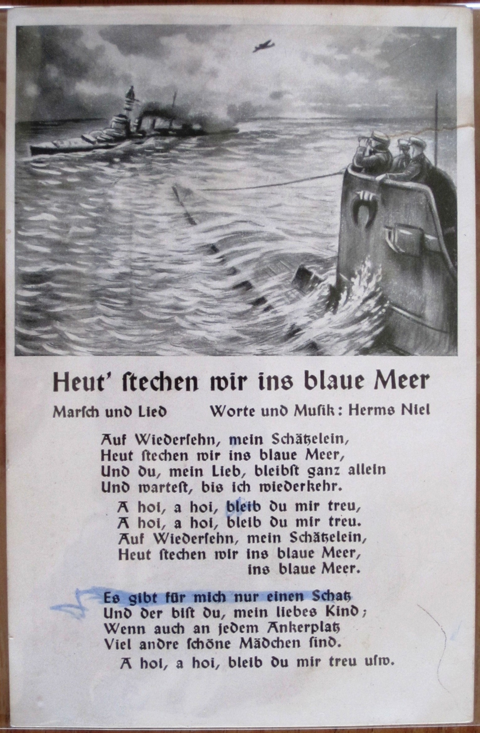 Photo Postcard : Song : Heut' stechen wir ins blaue Meer - Verlag Joh. Böttger, Köln - Nr. 61
